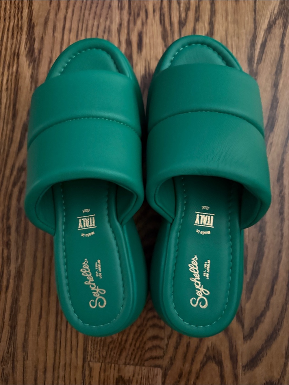 Seychelles Emerald Green Padded Slide Sandals